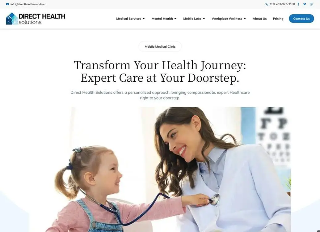 Medical professional caring for a young girl with a stethoscope at a healthcare clinic.