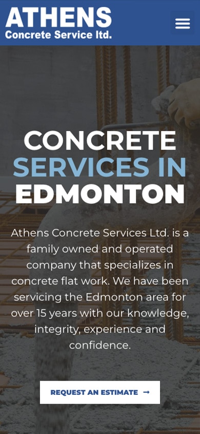 Athens Concrete mobile website screenshot