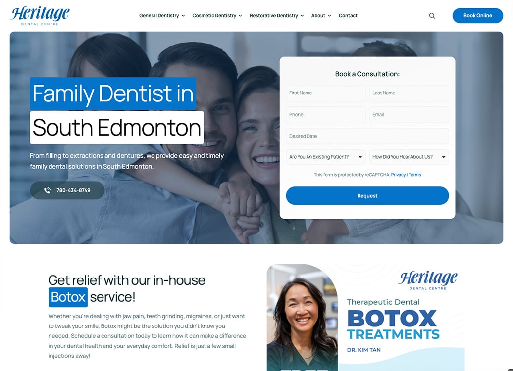 Heritage Dental desktop website screenshot