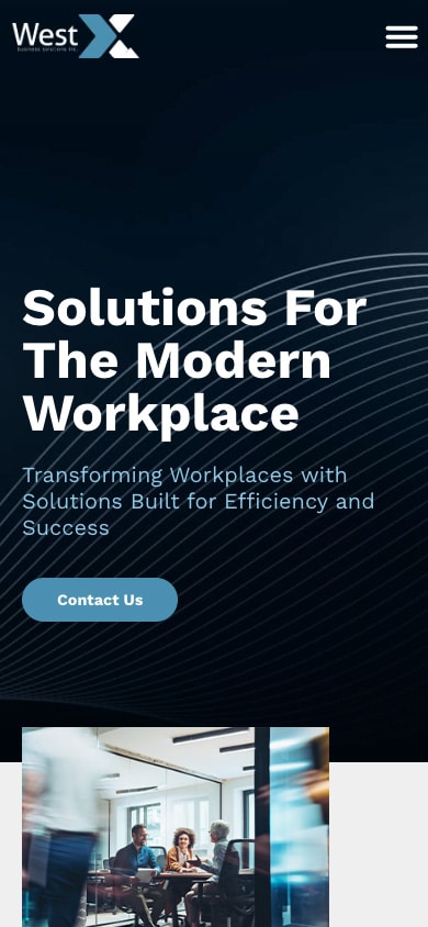 West X Business Solutions mobile website screenshot