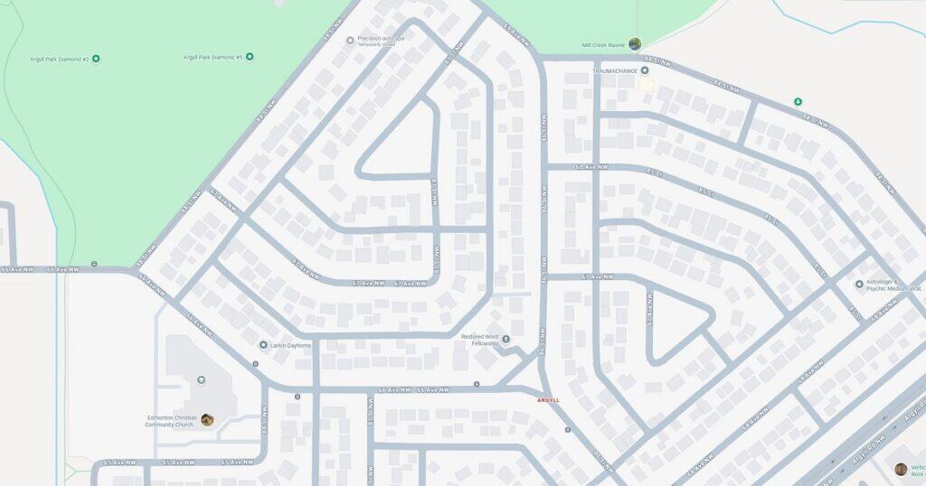 Spacious residential area featuring curving roads, well-maintained houses, and nearby parks for outdoor activities.
