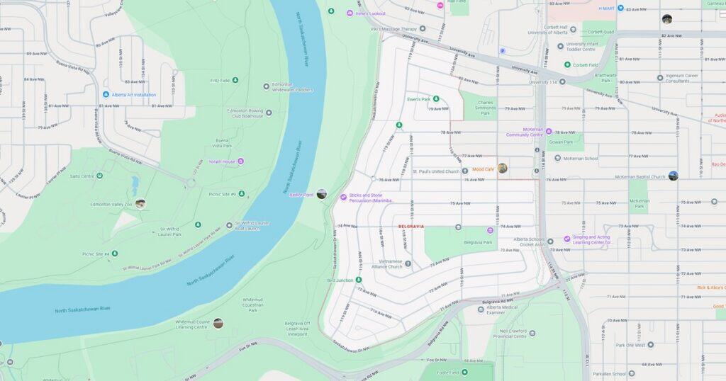 Detailed map of Riverside Park with walking trails and river views.