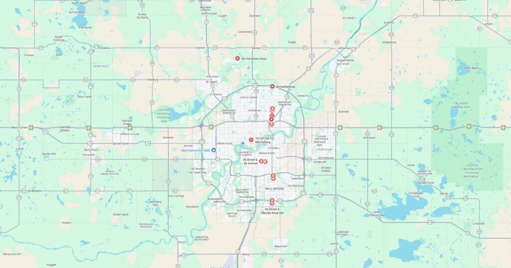 Detailed map of downtown Oklahoma City with streets and landmarks.