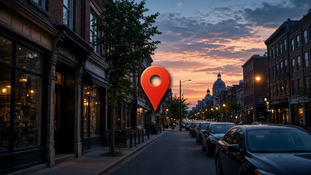 Local map pin over an Edmonton street for Google Business Profile work
